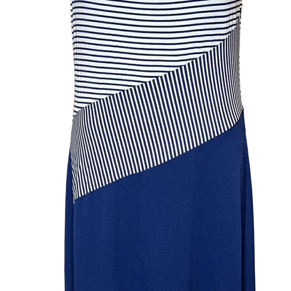 Coldwater Creek NWT blue and white striped sleeveless maxi dress size M
